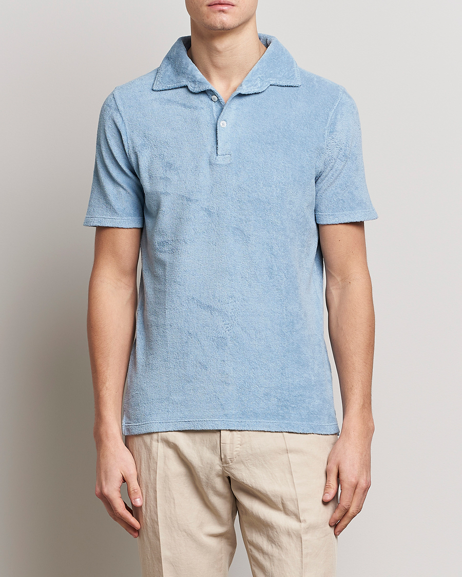 Herr | Pikéer | Gran Sasso | Cotton Terry Polo Light Blue