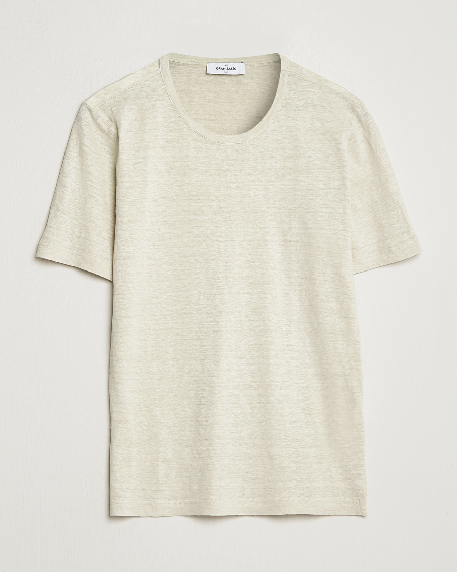 Herr | T-Shirts | Gran Sasso | Washed Linen Tee Beige