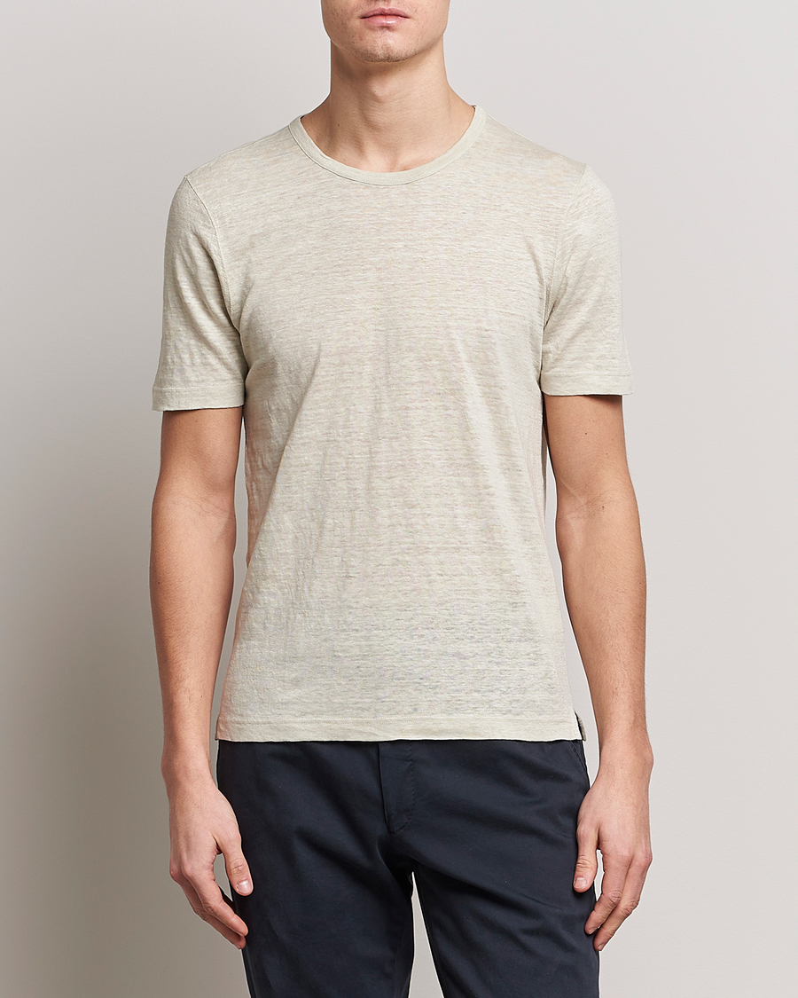 Herr | T-Shirts | Gran Sasso | Washed Linen Tee Beige