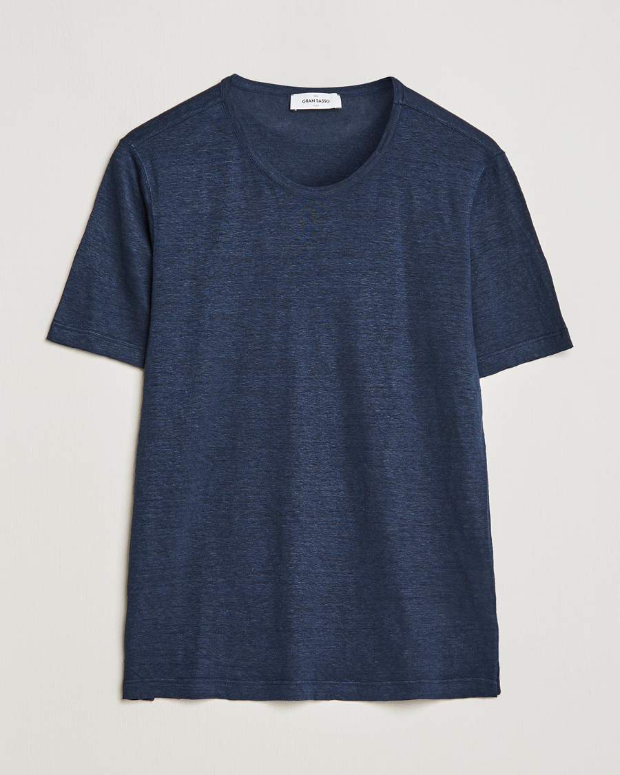 Herr | T-Shirts | Gran Sasso | Washed Linen Tee Navy