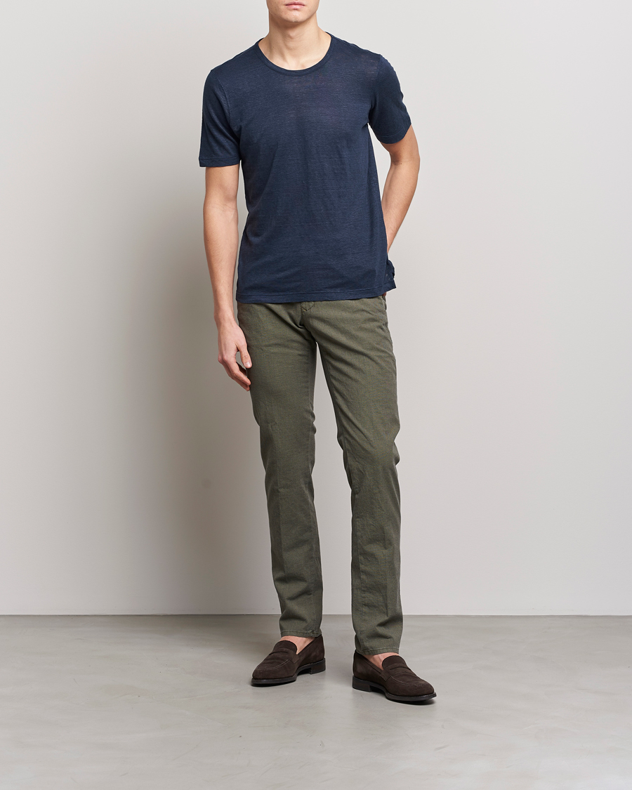 Herr | T-Shirts | Gran Sasso | Washed Linen Tee Navy