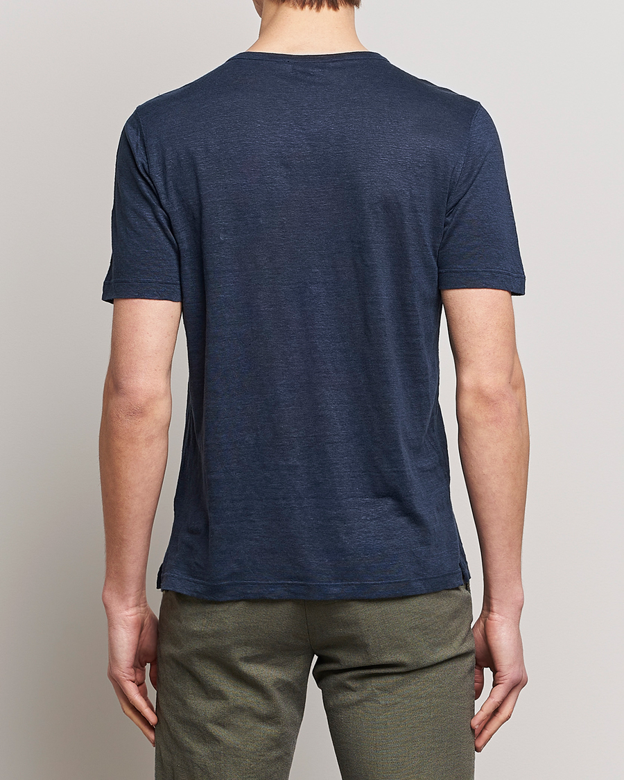 Herr | T-Shirts | Gran Sasso | Washed Linen Tee Navy
