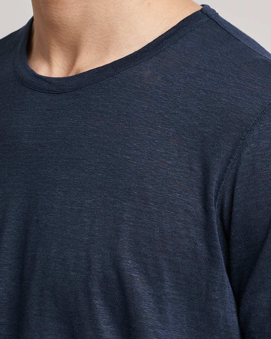 Herr | T-Shirts | Gran Sasso | Washed Linen Tee Navy
