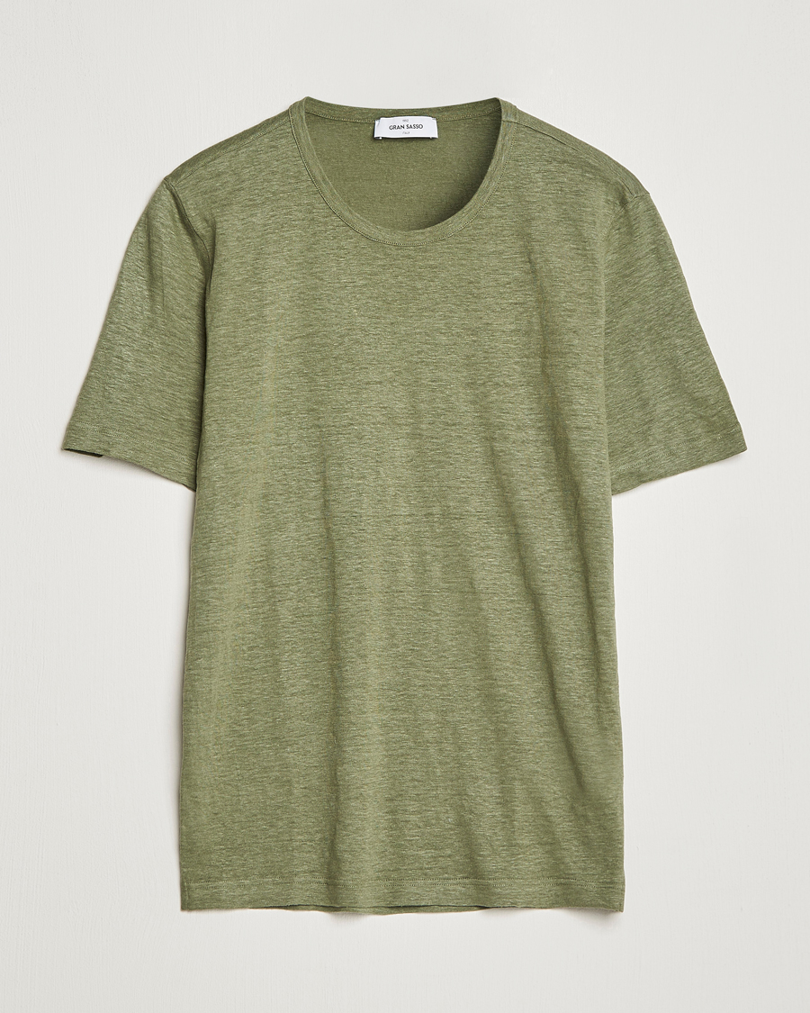 Herr | T-Shirts | Gran Sasso | Washed Linen Tee Olive