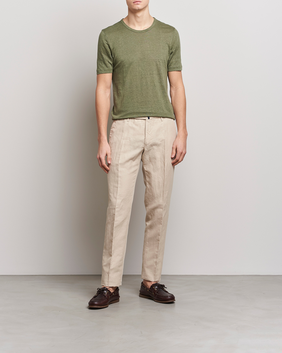Herr | T-Shirts | Gran Sasso | Washed Linen Tee Olive