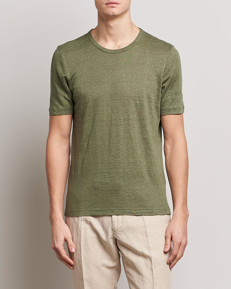 Herr | T-Shirts | Gran Sasso | Washed Linen Tee Olive