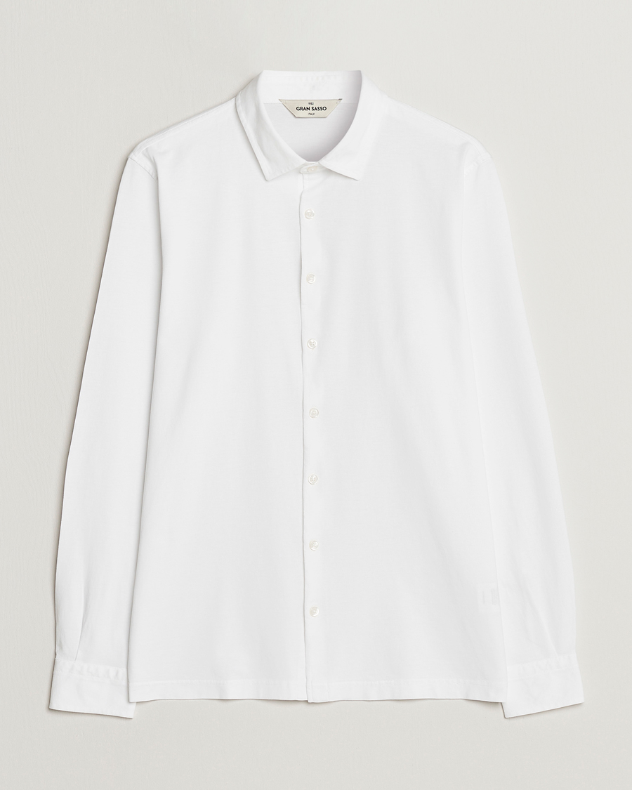 Herr | Skjortor | Gran Sasso | Washed Cotton Jersey Shirt White