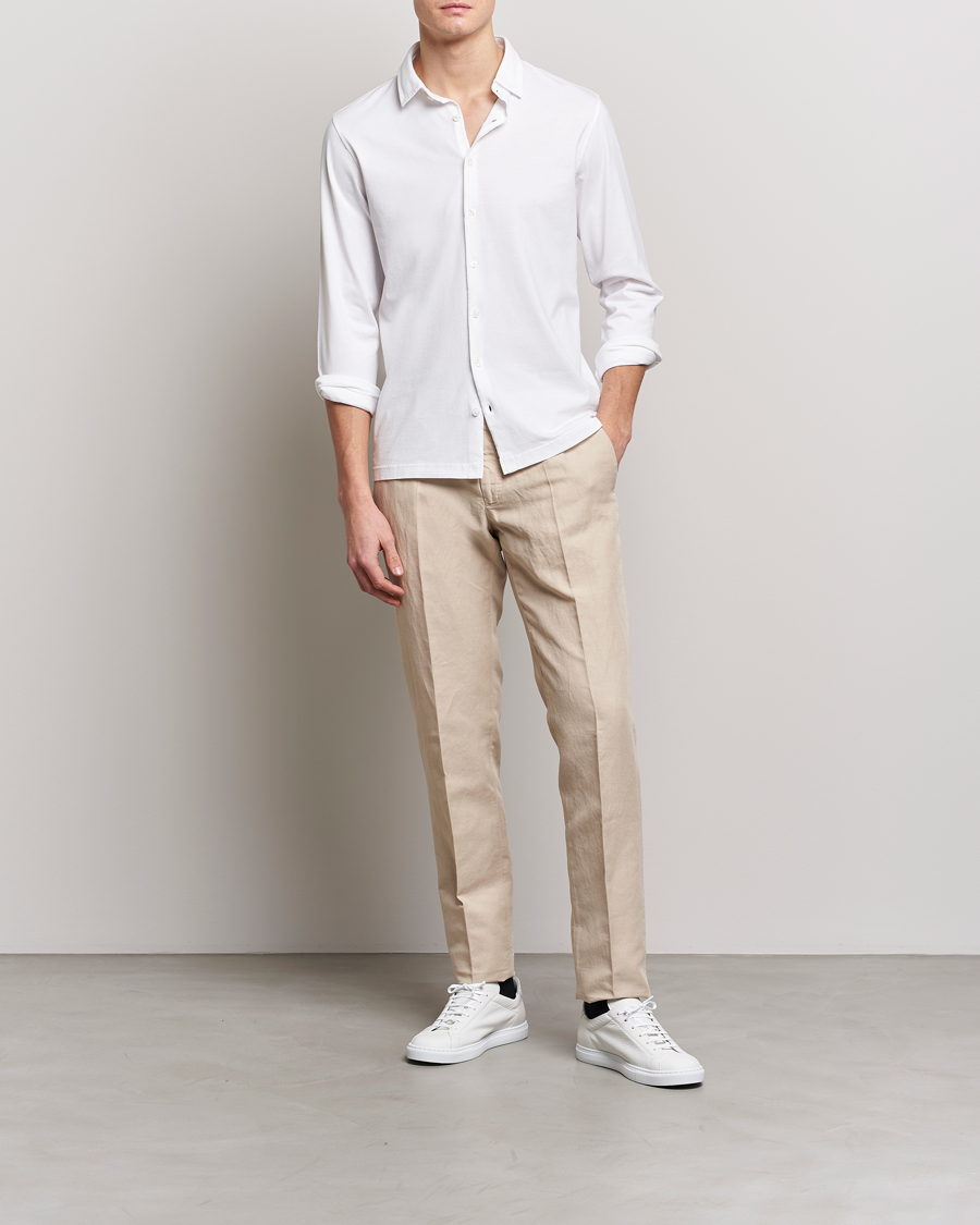 Herr | Skjortor | Gran Sasso | Washed Cotton Jersey Shirt White