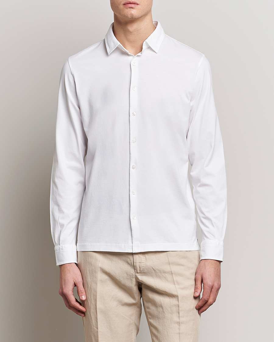 Herr | Skjortor | Gran Sasso | Washed Cotton Jersey Shirt White