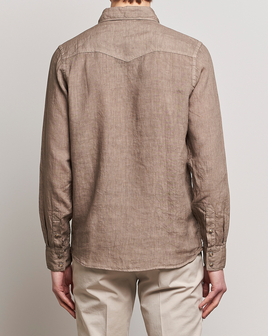 Herr | Skjortor | Gran Sasso | Casual Pocket Linen Shirt Medium Brown