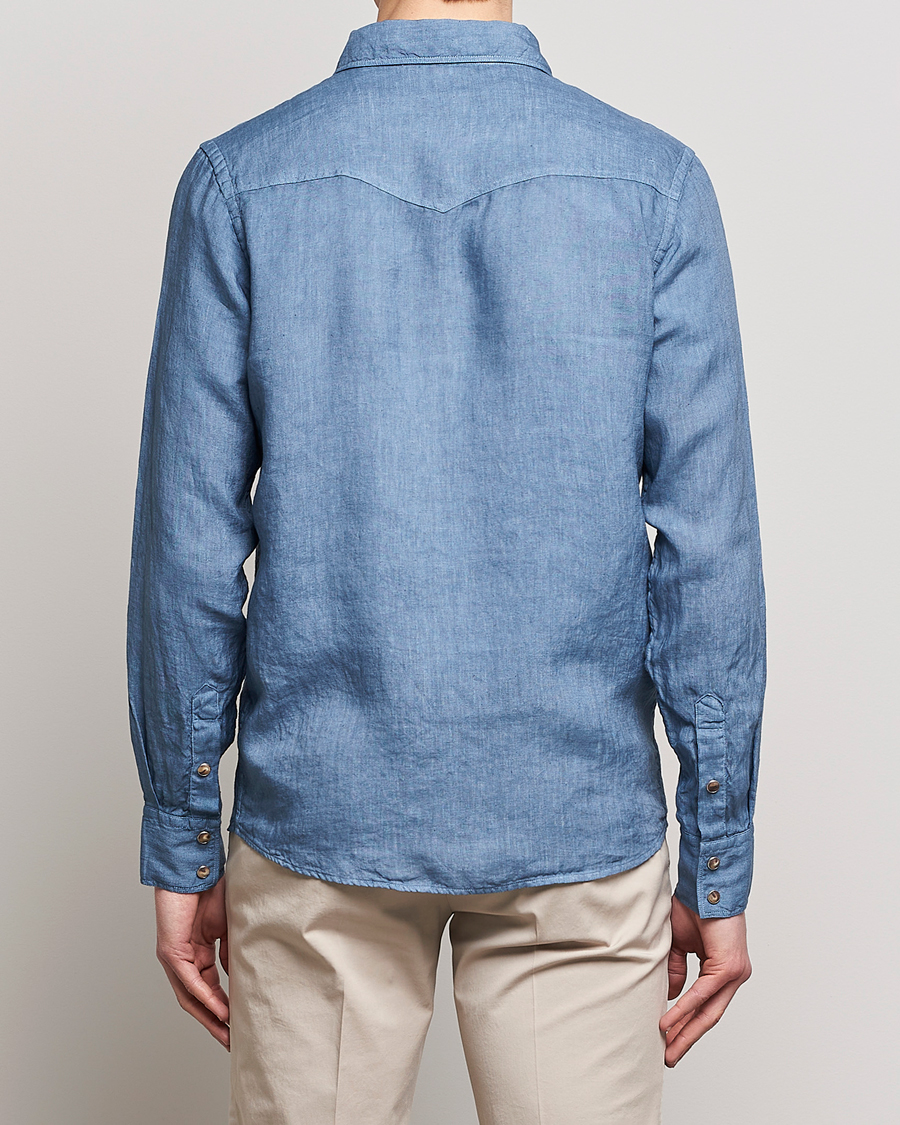 Herr | Skjortor | Gran Sasso | Casual Pocket Linen Shirt Blue