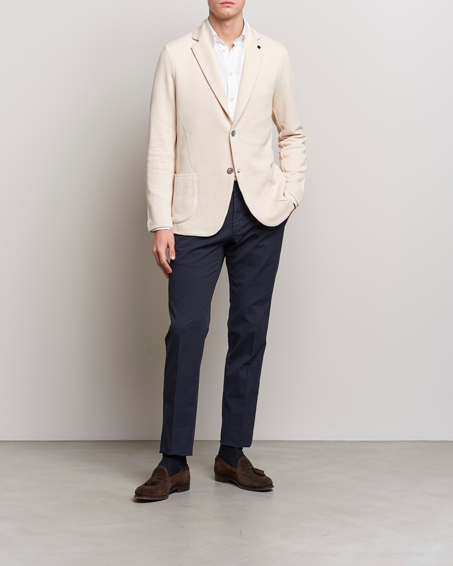 Herr | Kavajer | Gran Sasso | Structured Cotton/Linen Blazer Cream