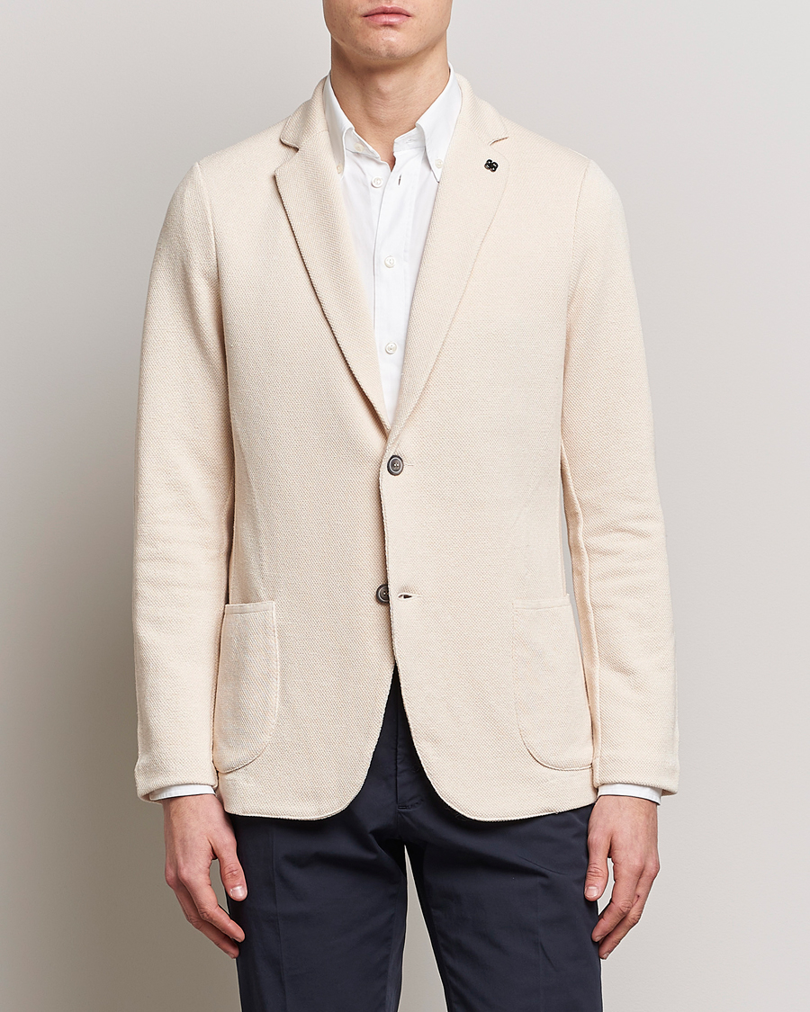 Herr | Kavajer | Gran Sasso | Structured Cotton/Linen Blazer Cream