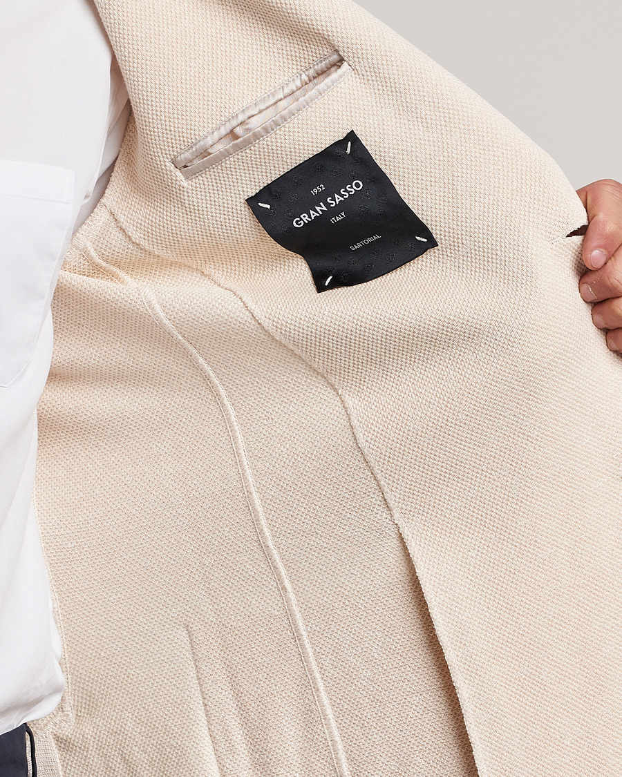 Herr | Kavajer | Gran Sasso | Structured Cotton/Linen Blazer Cream
