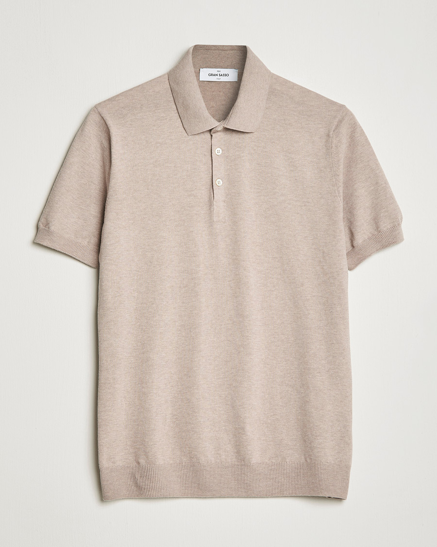 Herr | Pikéer | Gran Sasso | Cotton Knitted Polo Beige Melange