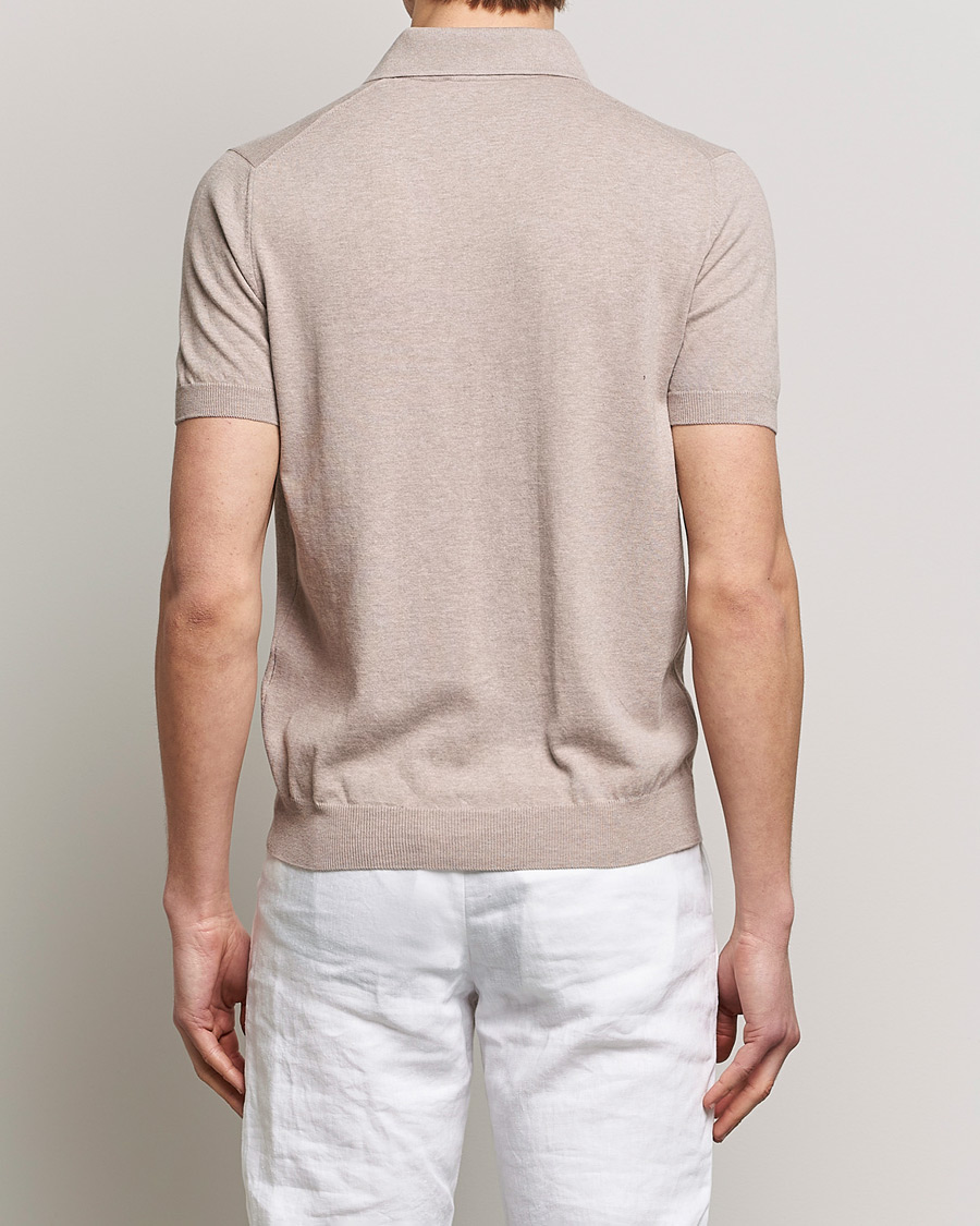 Herr | Pikéer | Gran Sasso | Cotton Knitted Polo Beige Melange
