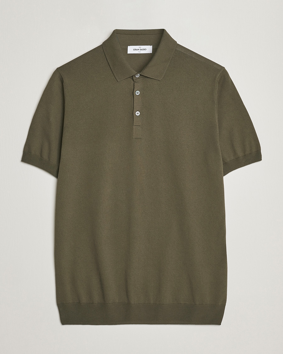 Herr | Pikéer | Gran Sasso | Cotton Knitted Polo Dark Olive