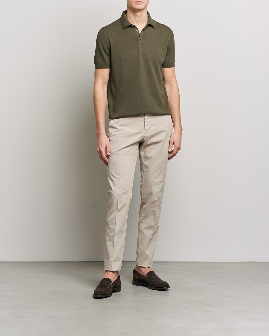 Herr | Pikéer | Gran Sasso | Cotton Knitted Polo Dark Olive