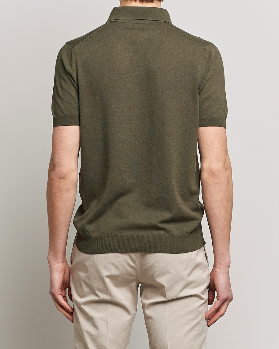 Herr | Pikéer | Gran Sasso | Cotton Knitted Polo Dark Olive