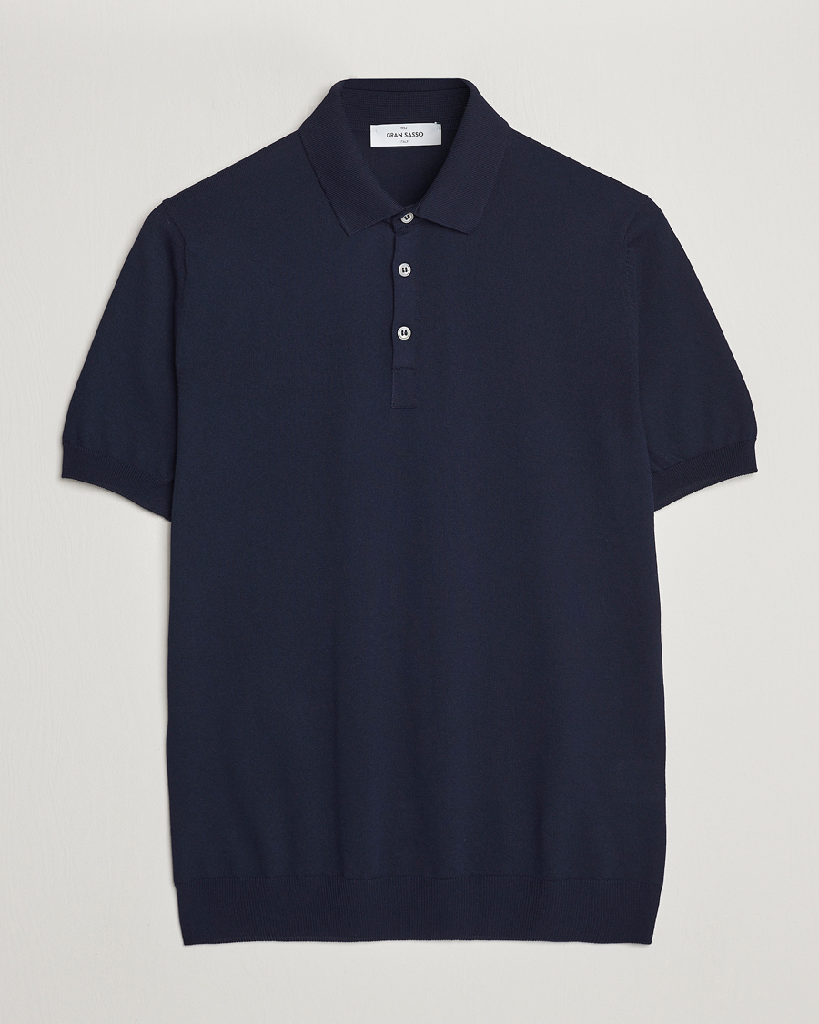 Herr | Pikéer | Gran Sasso | Cotton Knitted Polo Navy