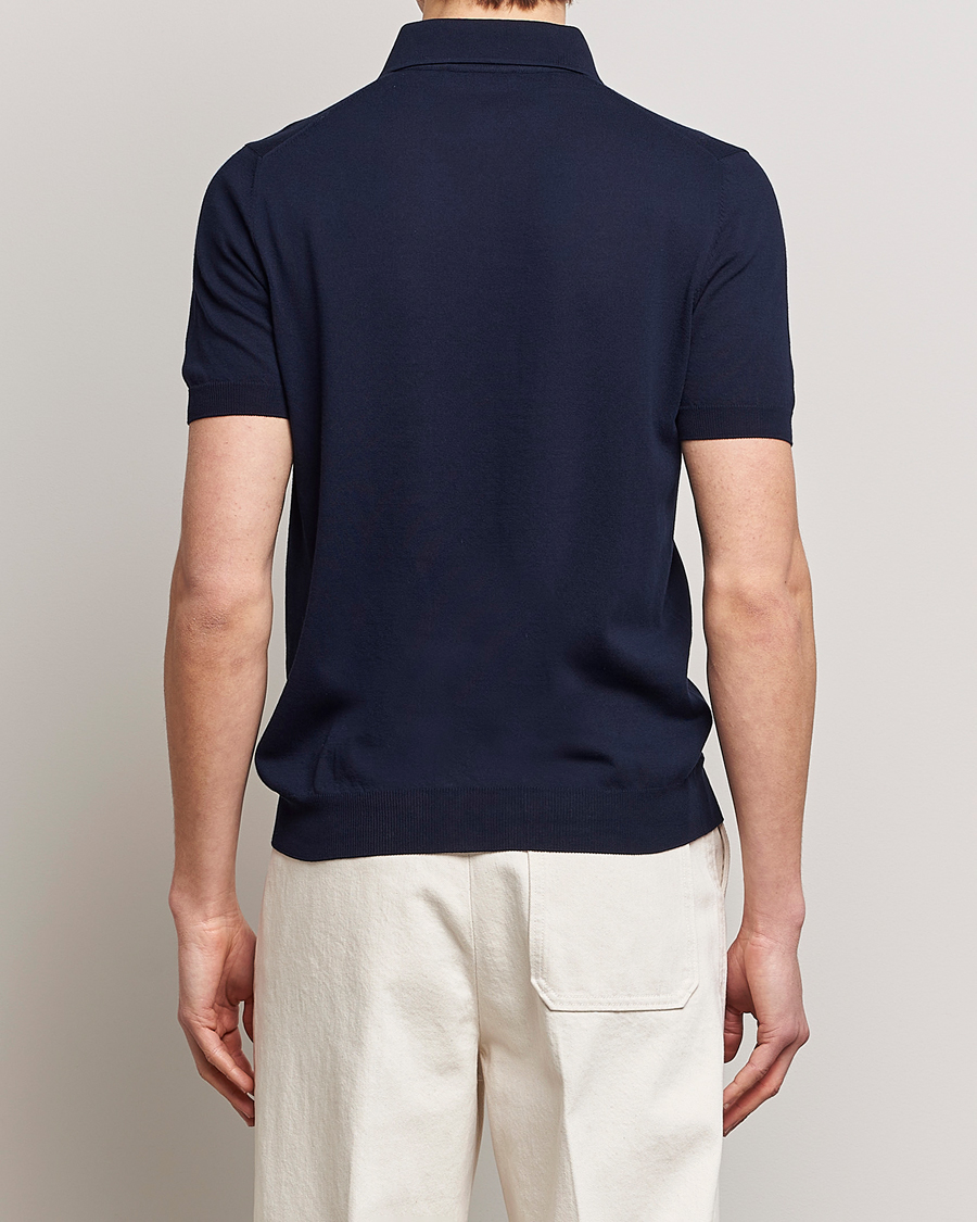 Herr | Pikéer | Gran Sasso | Cotton Knitted Polo Navy