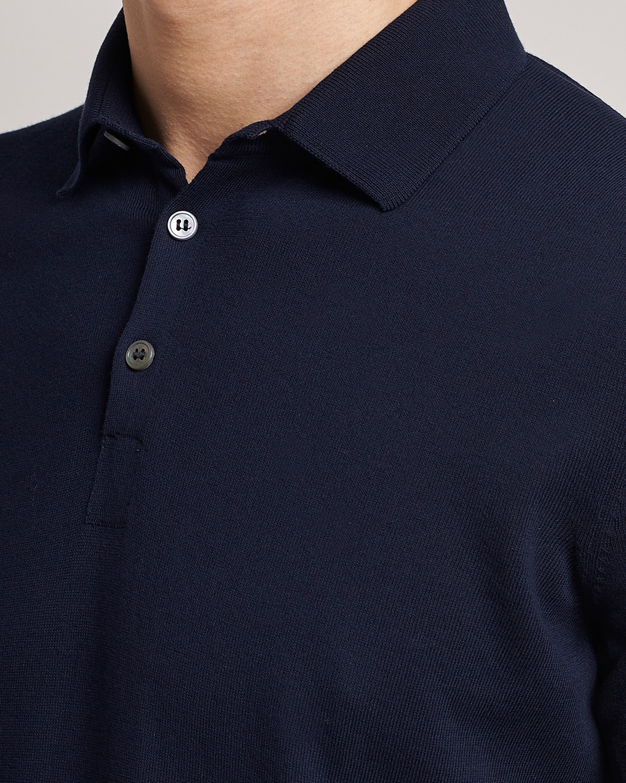 Herr | Pikéer | Gran Sasso | Cotton Knitted Polo Navy