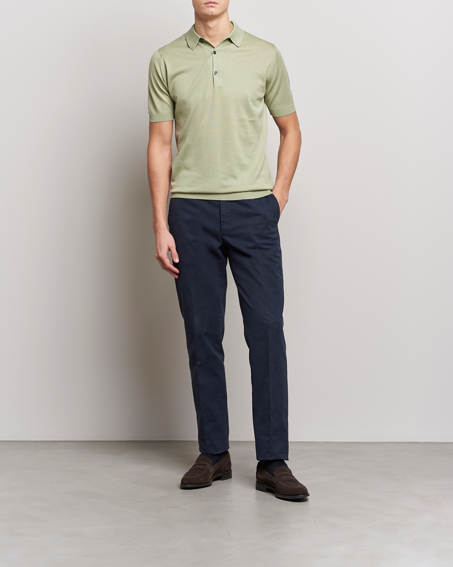 Herr | Pikéer | John Smedley | Adrian Slim Fit Sea Island Polo Desert Green