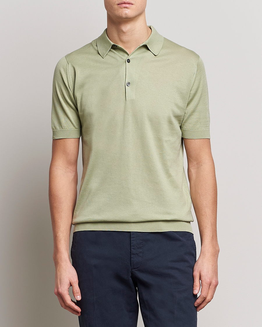 Herr | Pikéer | John Smedley | Adrian Slim Fit Sea Island Polo Desert Green