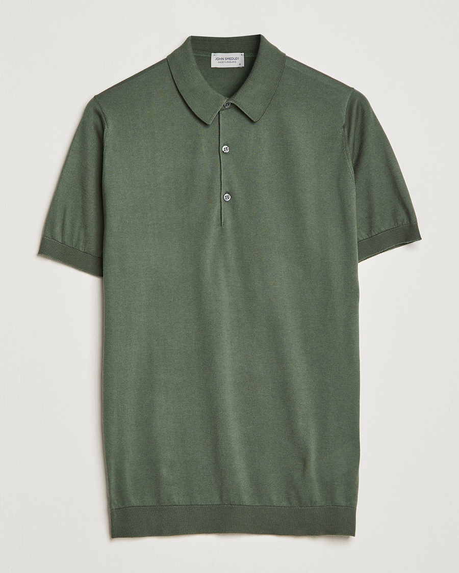 Herr | Pikéer | John Smedley | Adrian Slim Fit Sea Island Polo Palm Green