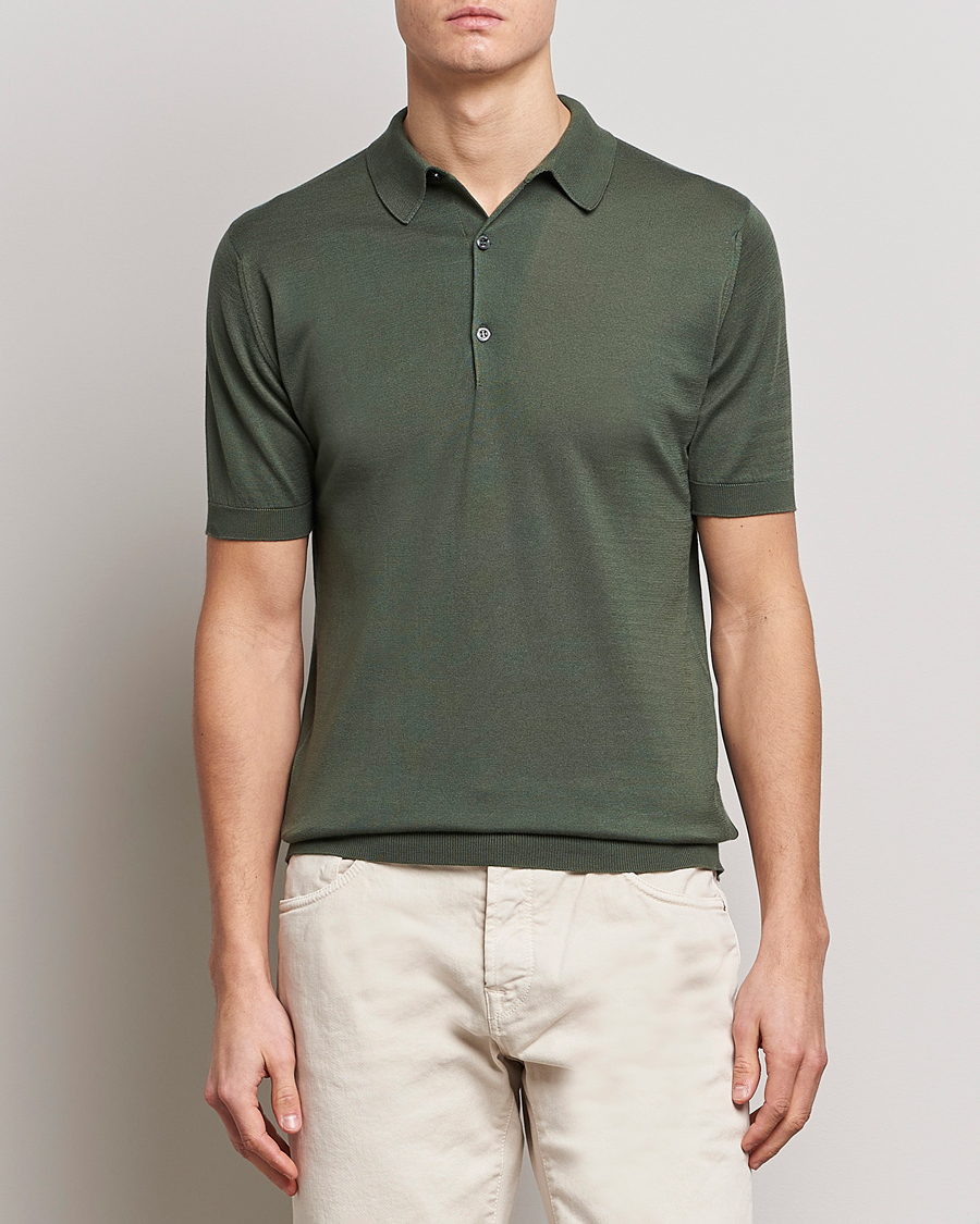 Herr | Kläder | John Smedley | Adrian Slim Fit Sea Island Polo Palm Green