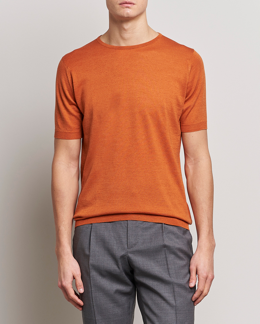 Herr | T-Shirts | John Smedley | Belden Wool/Cotton T-Shirt Amber