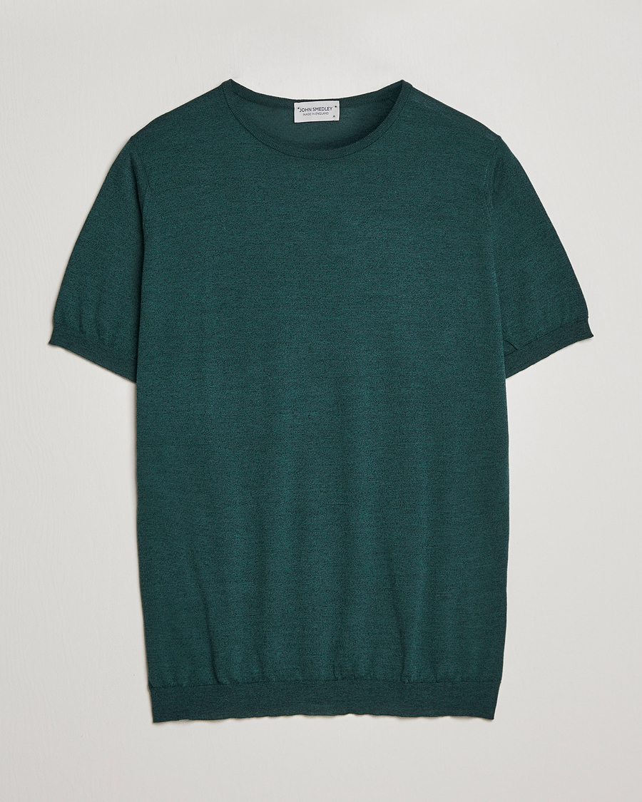Herr | T-Shirts | John Smedley | Belden Wool/Cotton T-Shirt Bottle Green