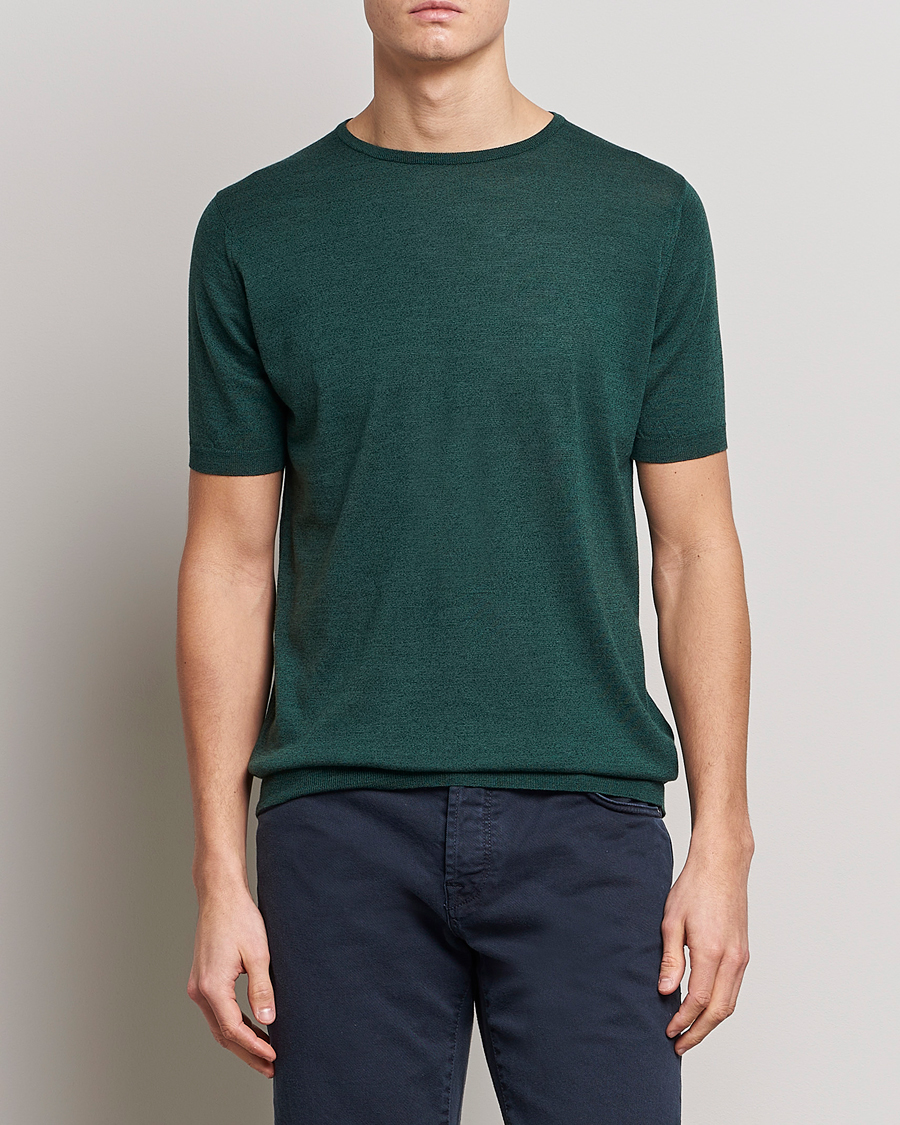 Herr | John Smedley | John Smedley | Belden Wool/Cotton T-Shirt Bottle Green
