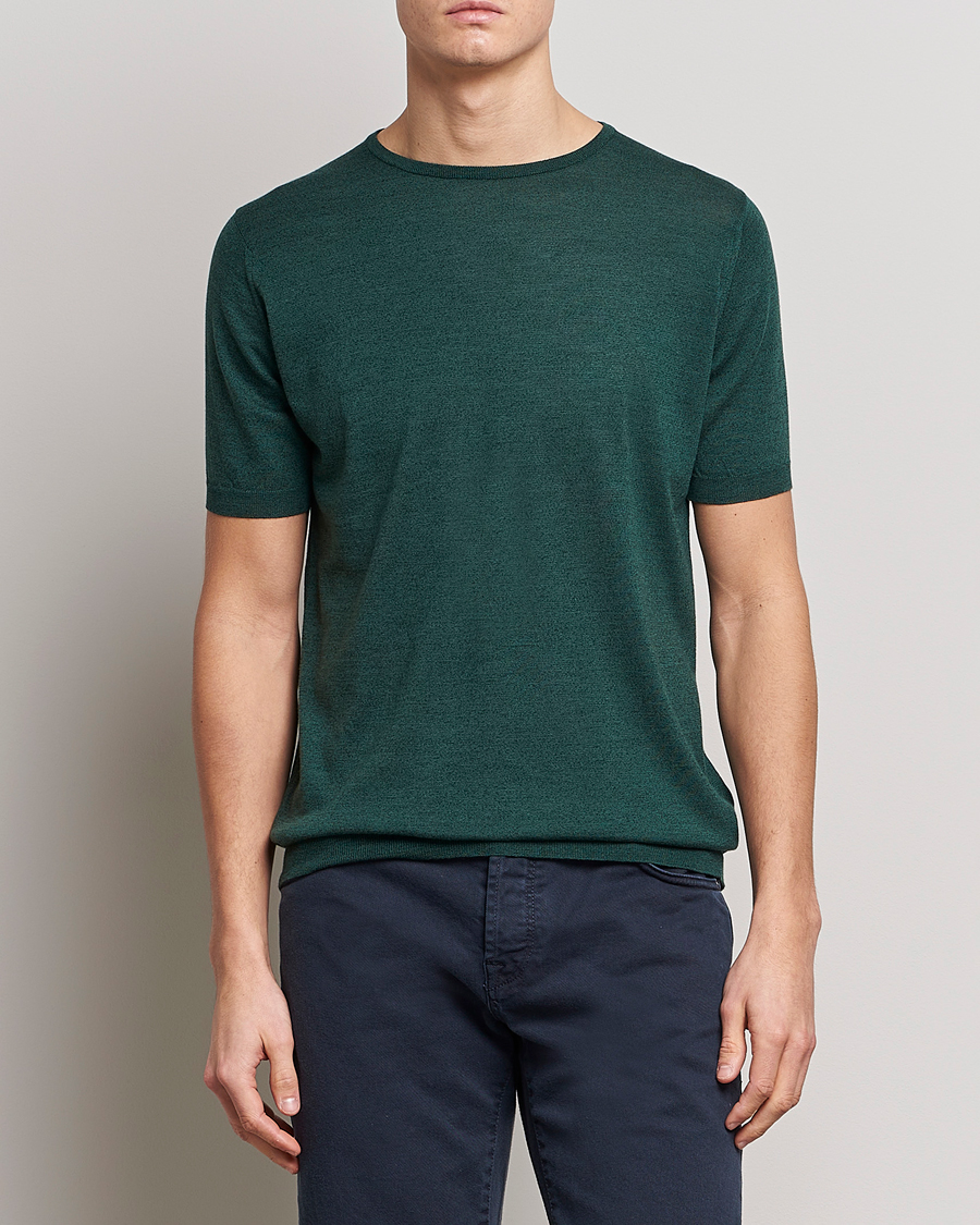 Herr | T-Shirts | John Smedley | Belden Wool/Cotton T-Shirt Bottle Green