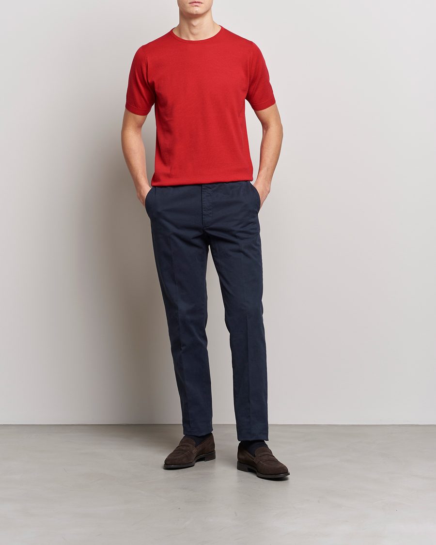 Herr | T-Shirts | John Smedley | Belden Wool/Cotton T-Shirt Ruby