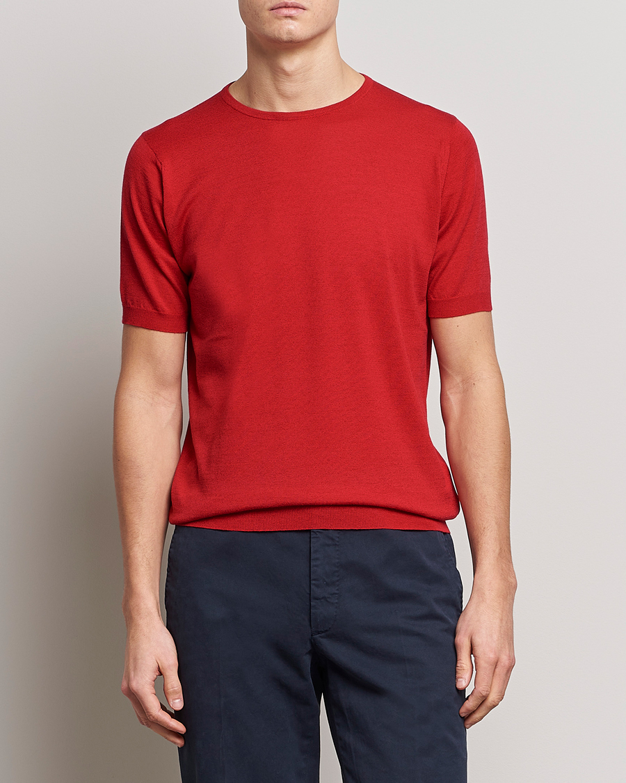 Herr | T-Shirts | John Smedley | Belden Wool/Cotton T-Shirt Ruby