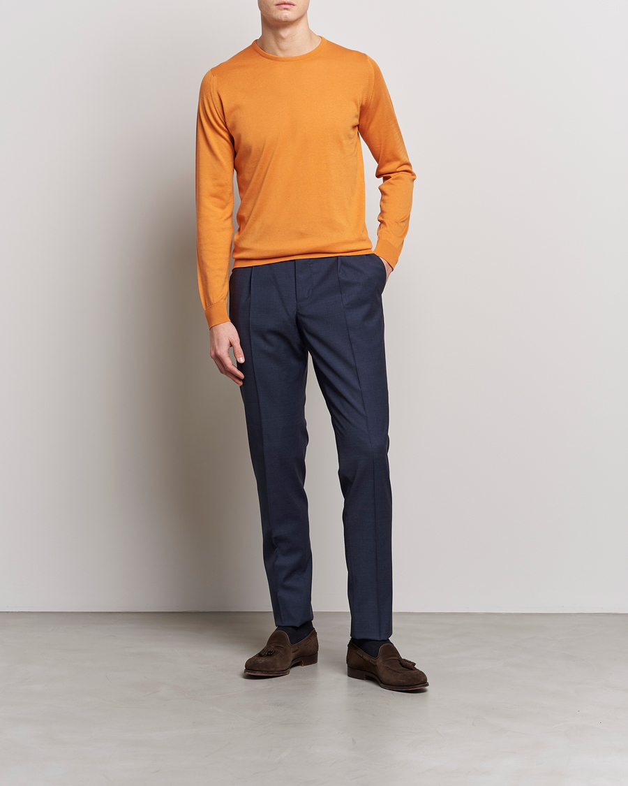 Herr | Tröjor | John Smedley | Hatfield Sea Island Crew Neck Mandarin Orange