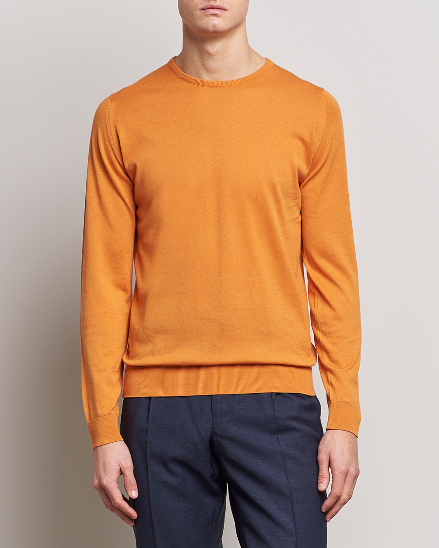 Herr | Tröjor | John Smedley | Hatfield Sea Island Crew Neck Mandarin Orange