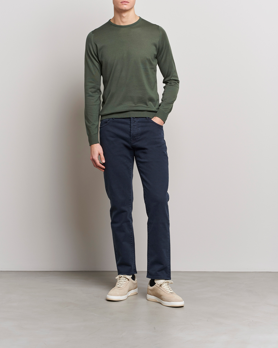 Herr | Tröjor | John Smedley | Hatfield Sea Island Crew Neck Palm Green