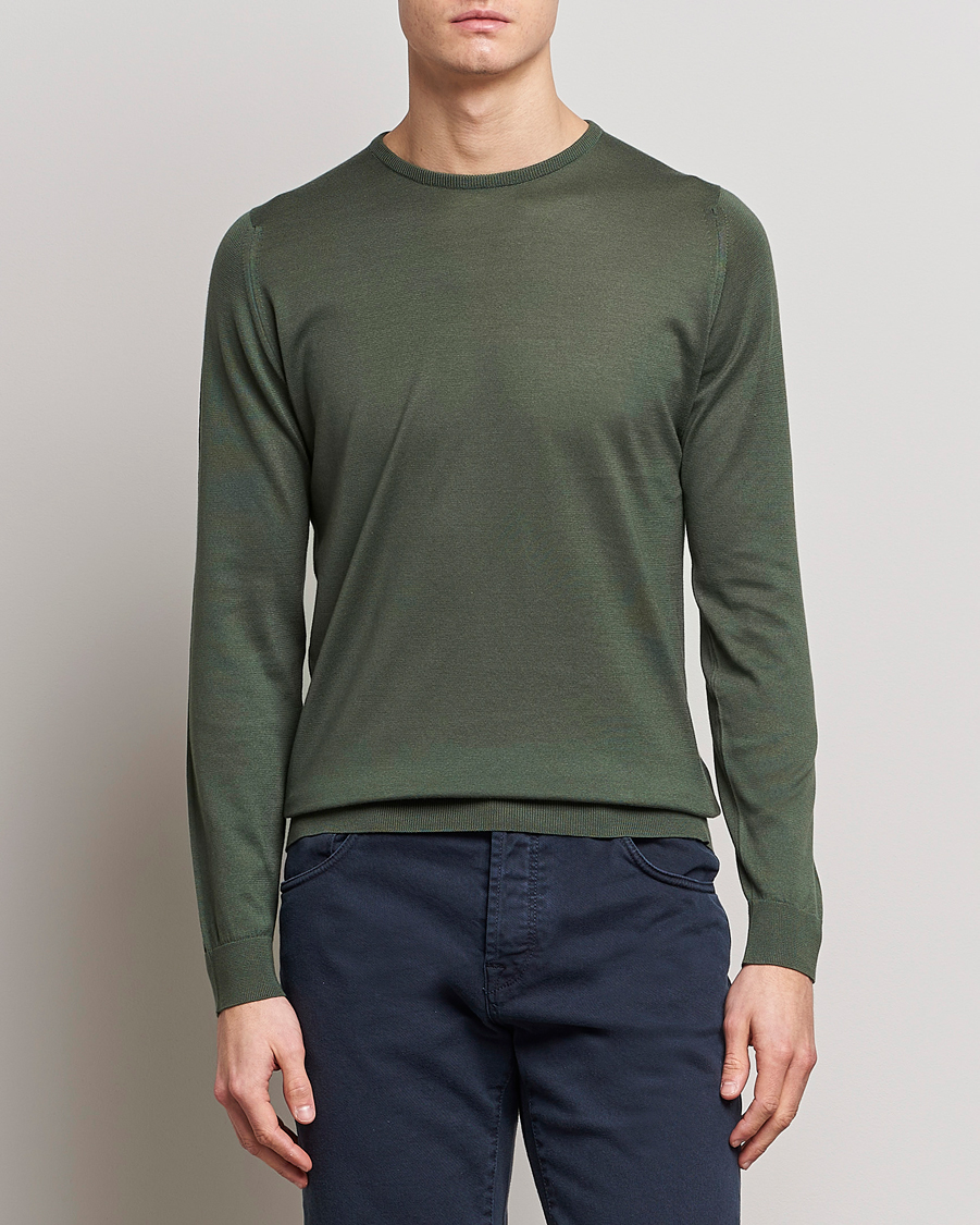 Herr | Kläder | John Smedley | Hatfield Sea Island Crew Neck Palm Green