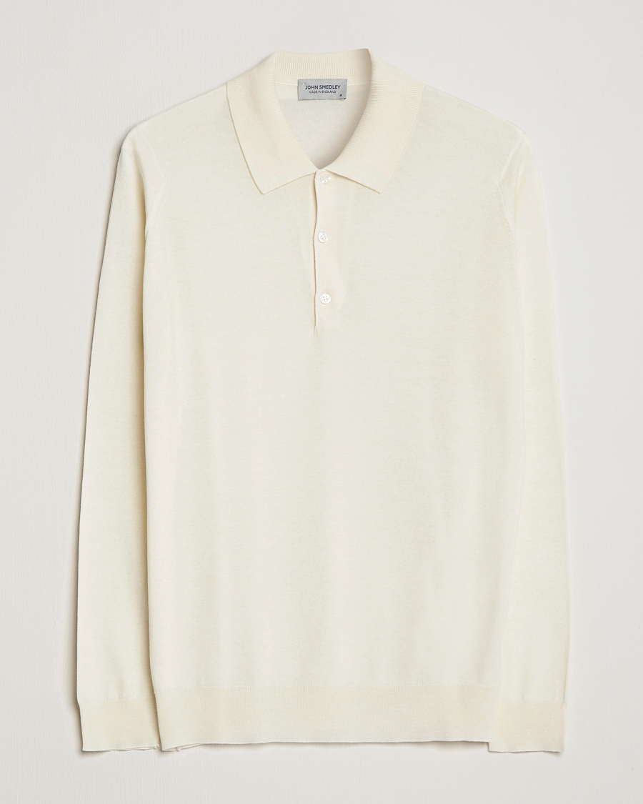 Herr | Tröjor | John Smedley | Belper Wool/Cotton Polo Pullover Latte