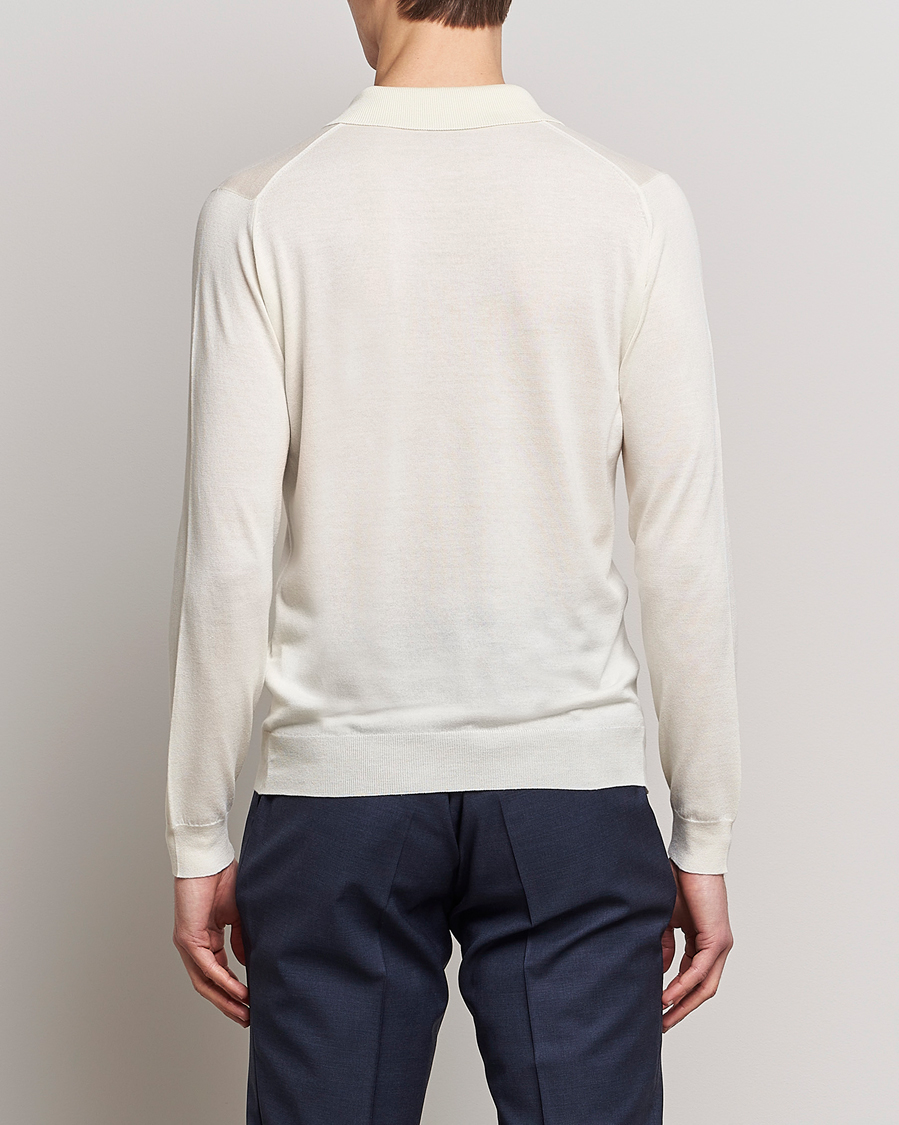 Herr | Tröjor | John Smedley | Belper Wool/Cotton Polo Pullover Latte