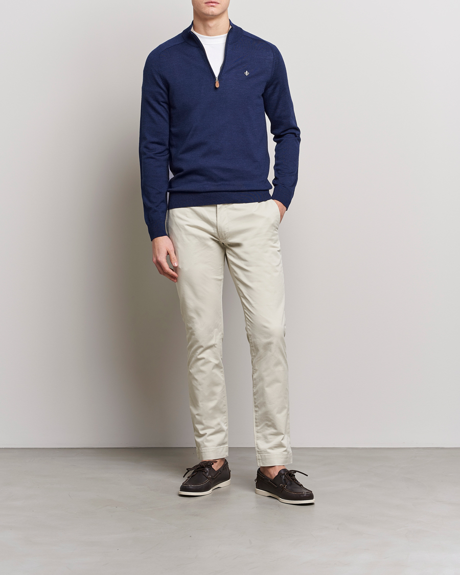 Herr | Tröjor | Morris | John Merino Half Zip Blue