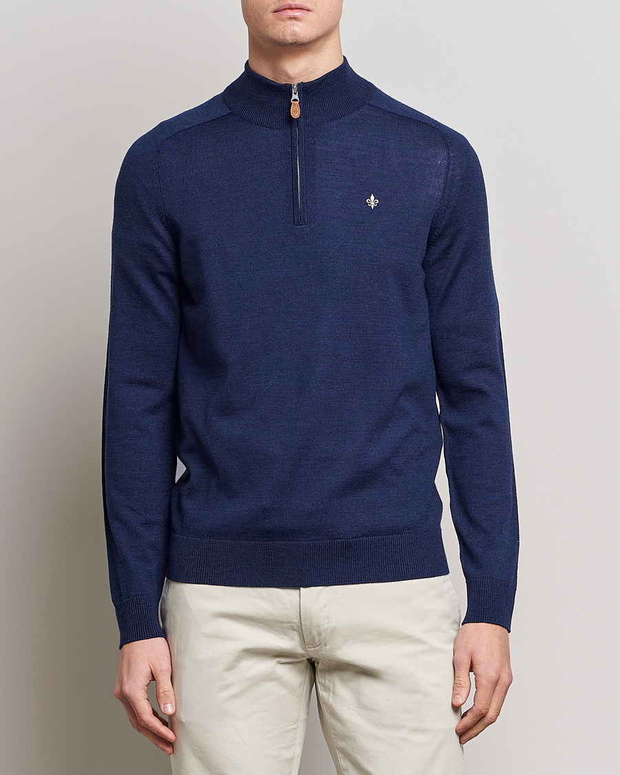 Herr | Tröjor | Morris | John Merino Half Zip Blue
