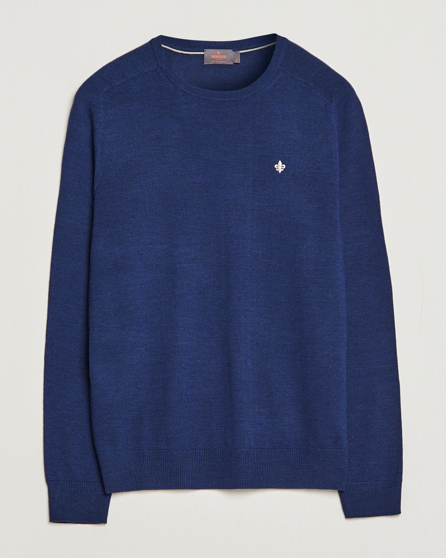 Herr | Tröjor | Morris | Merino Crew Neck Pullover Blue