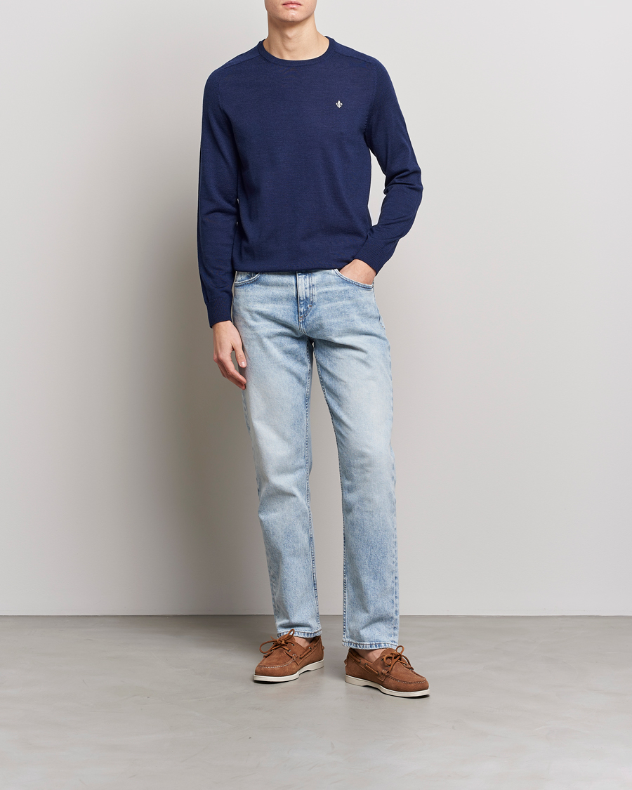 Herr | Tröjor | Morris | Merino Crew Neck Pullover Blue
