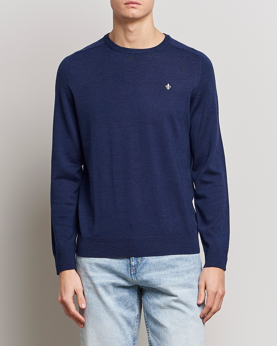 Herr | Tröjor | Morris | Merino Crew Neck Pullover Blue