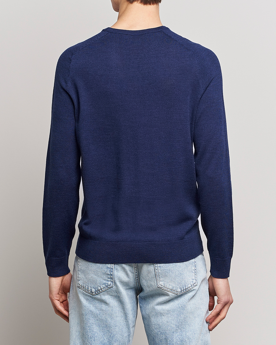 Herr | Tröjor | Morris | Merino Crew Neck Pullover Blue