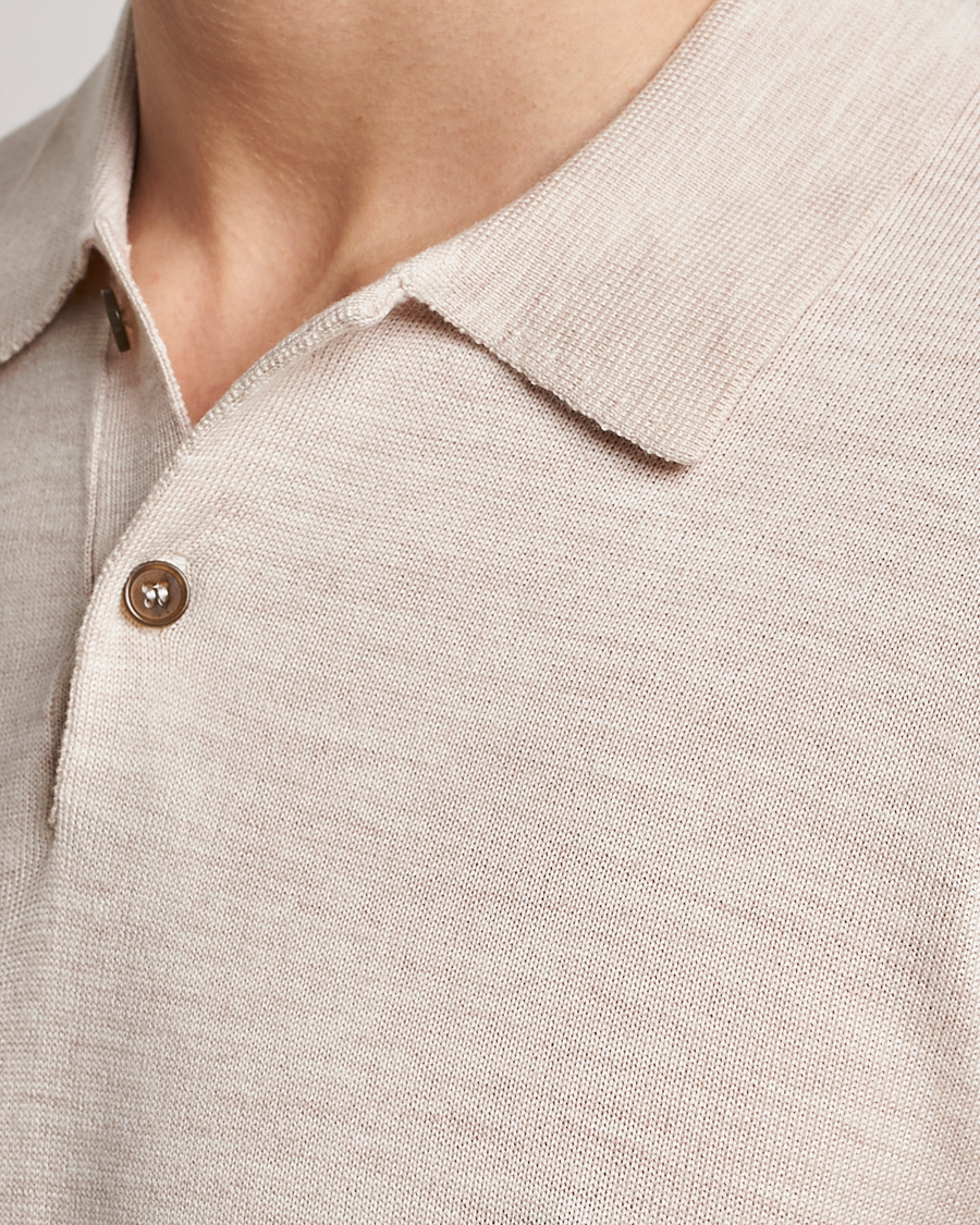 Herr | Tröjor | Morris | Merino Knitted Polo Beige