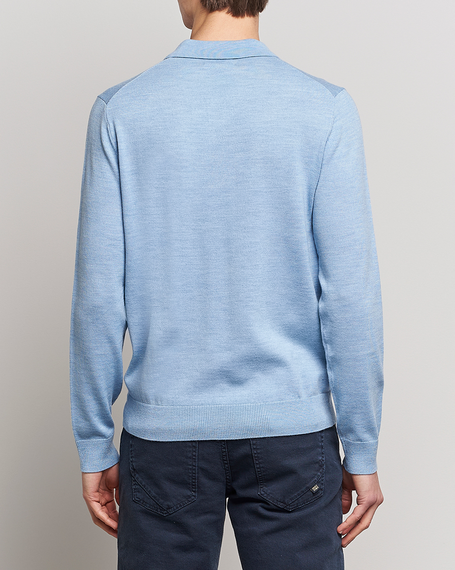 Herr | Tröjor | Morris | Merino Knitted Polo Light Blue